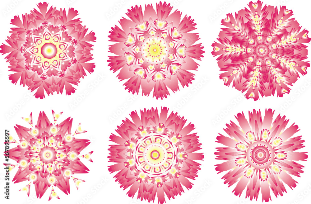 A set of beautiful pink flowers. Vector file for designs. A set of beautiful pink flowers. Vector file for designs.
