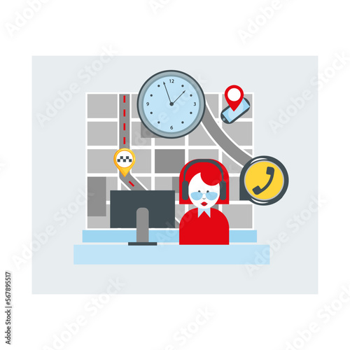 Vector illustration of a taxi service. Call a taxi.