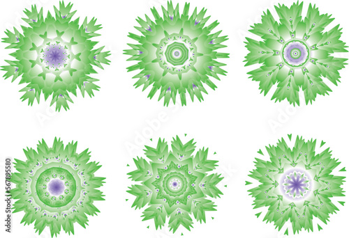 A set of beautiful decorative flowers. Vector file for designs.