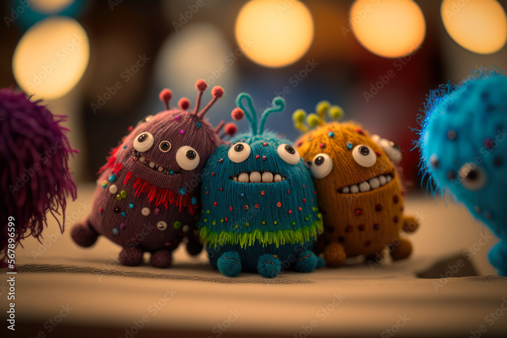 cute embroidered monsters, generative ai