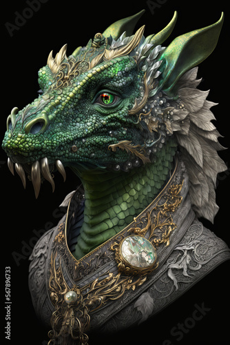 Portrait of a green dragon