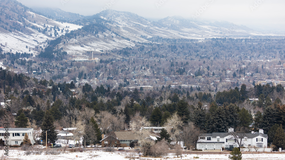 Downtown Boulder Colorado, Winter Snow 2023