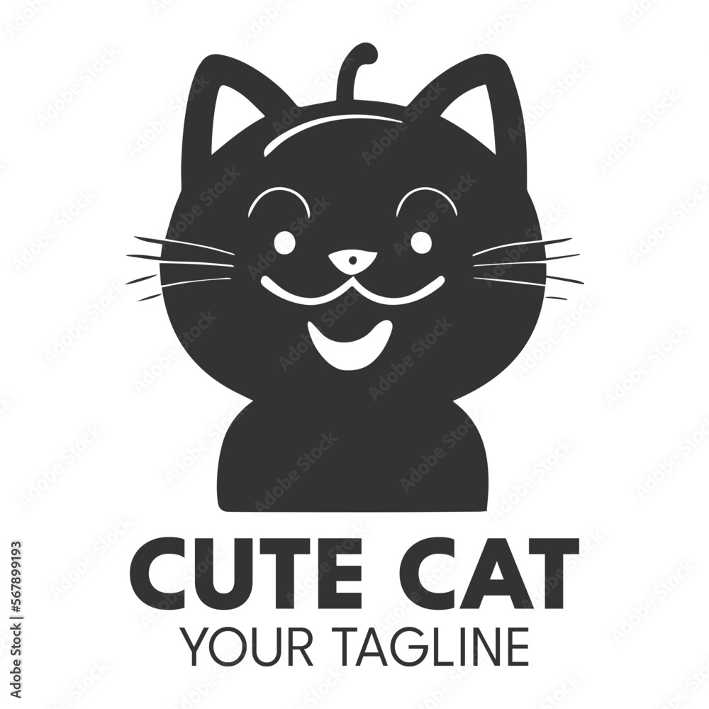 Cute cat logo design, vector template. Cute cat logo design, vector template.