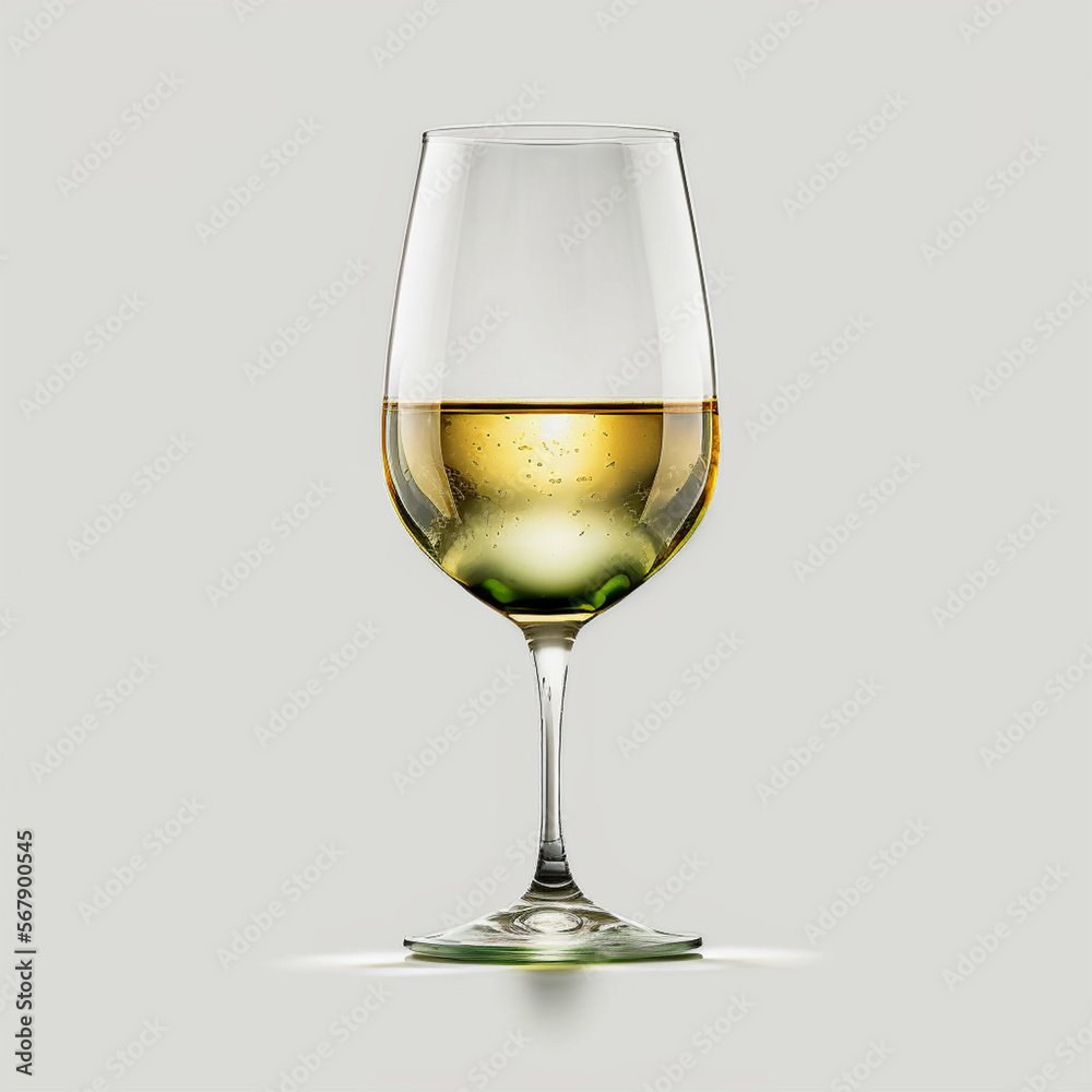 White wine in front of a white background (AI Generated)