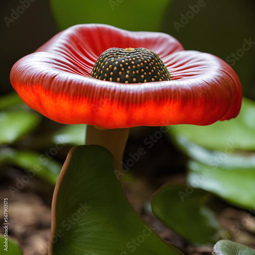 Macro images of baby rafflesia flower plant in the rainforest photo