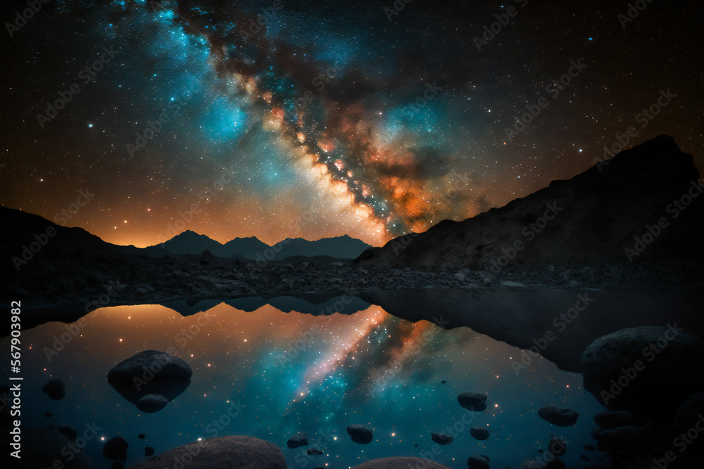 Fototapeta premium Milky Way - starry night sky - Created with Generative AI technology.