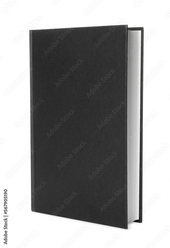 Closed book with black hard cover isolated on white Closed book with black hard cover isolated on white