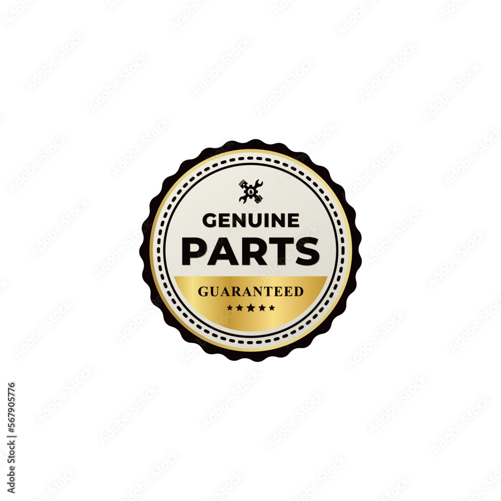 Genuine parts seal or Genuine parts label vector on white background