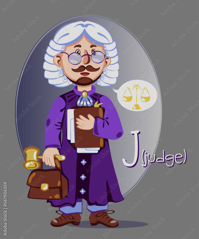 judge Illustration of occupations in alphabetical order for children's