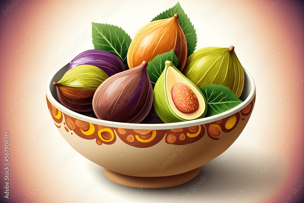 Fotografie ripe, fresh figs in a dish. Generative AI