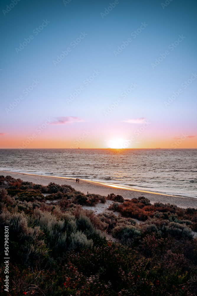 A west coast sunset at Cottesloe beach in Perth, Western Australia