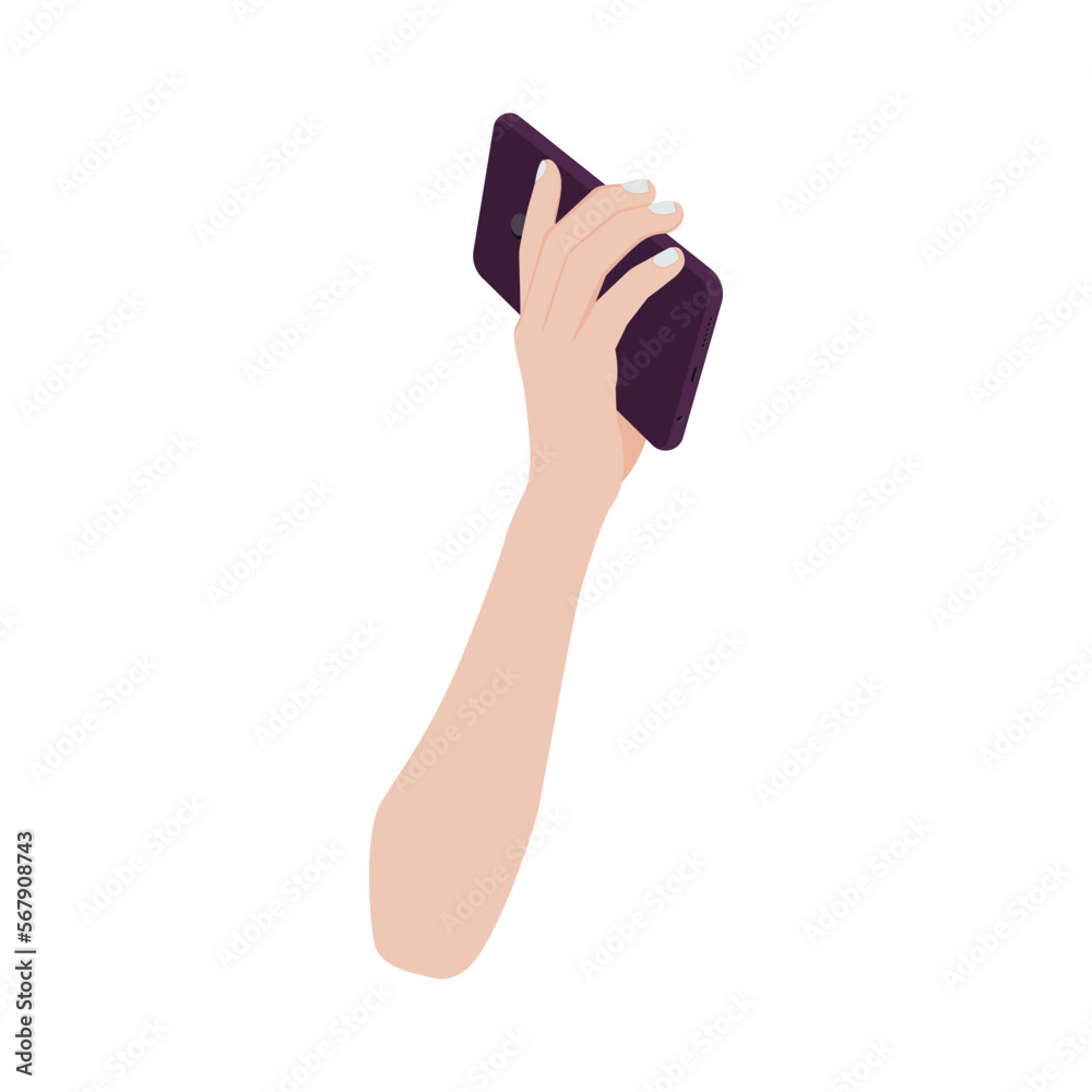 Hand holding a phone vector illustration Hand holding a phone vector illustration