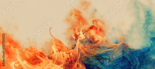 colorful watercolor fire smoke background with Generative AI Technology