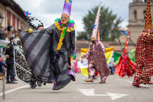 Carnival of Cajamarca, parade of multicolored and traditional costumes. Cajamarca, Peru. photo