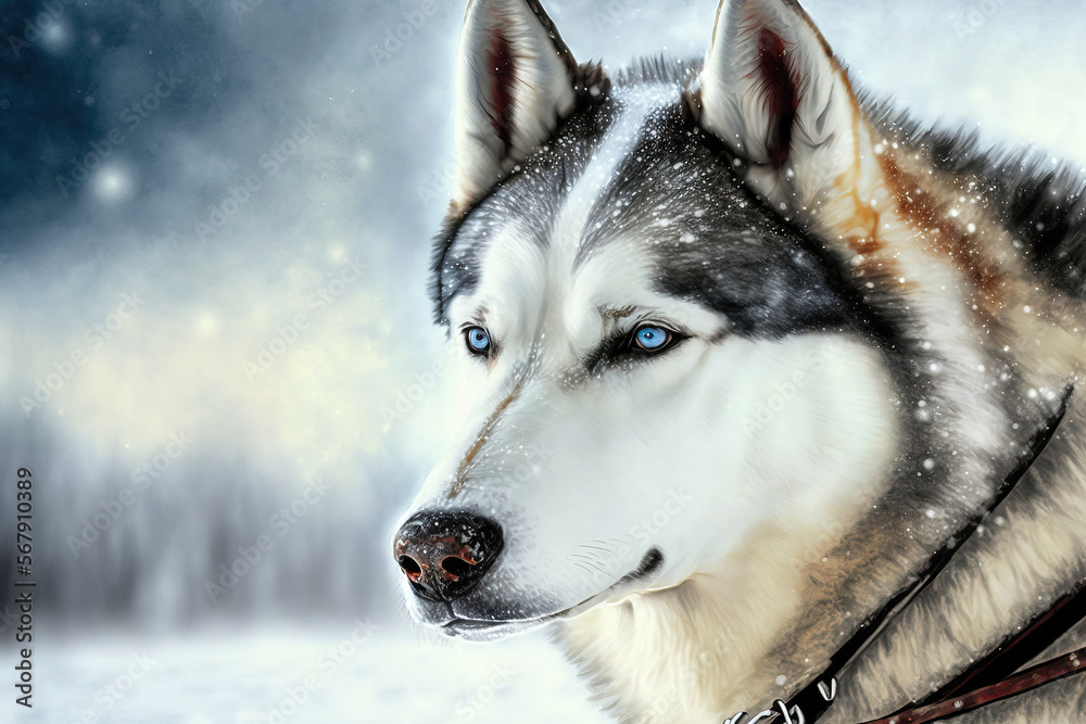 taking a husky sleigh ride and coming face to face with one. Generative AI