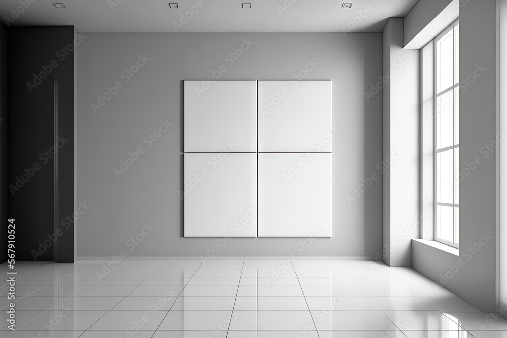 Mockup of a contemporary empty room with a background image. Generative AI Mockup of a contemporary empty room with a background image. Generative AI