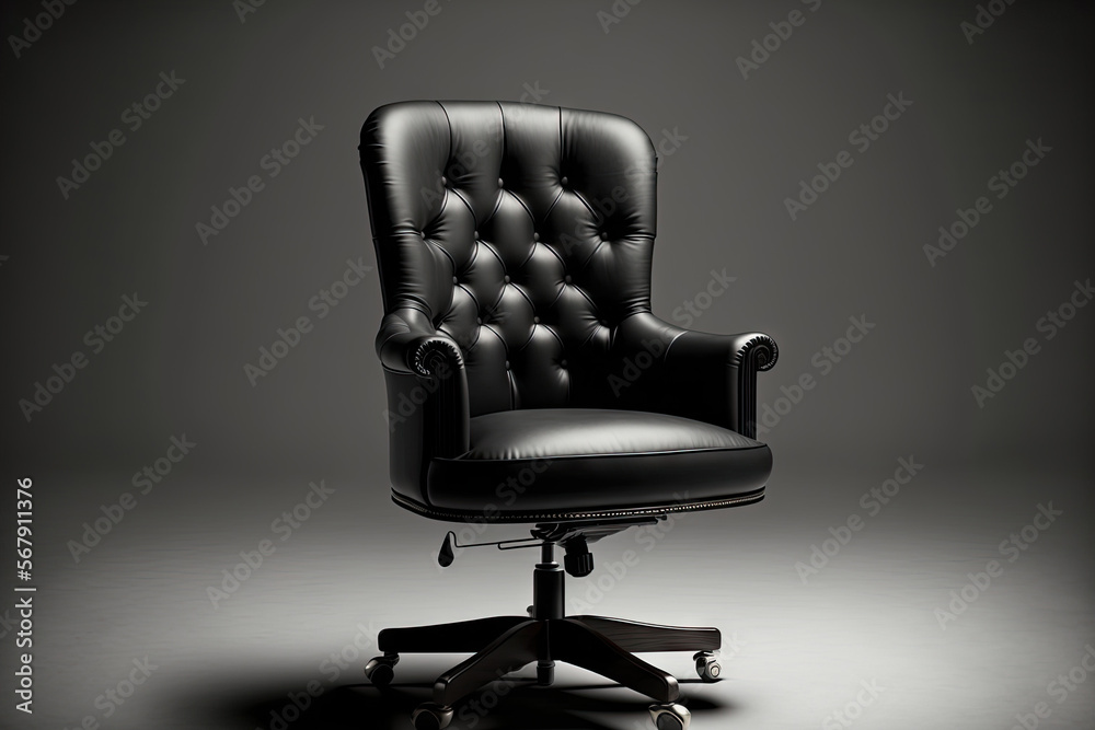 Office chair in black leather and fabric, isolated. Generative AI Office chair in black leather and fabric, isolated. Generative AI
