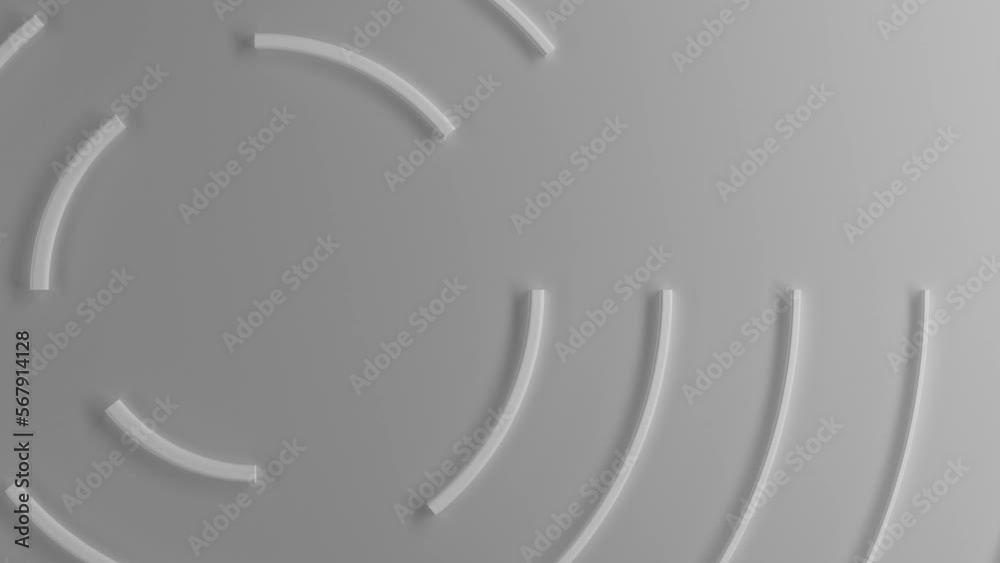 video circular shapes falling apart and coming back together again, gray background, 3d rendering uhd 4k