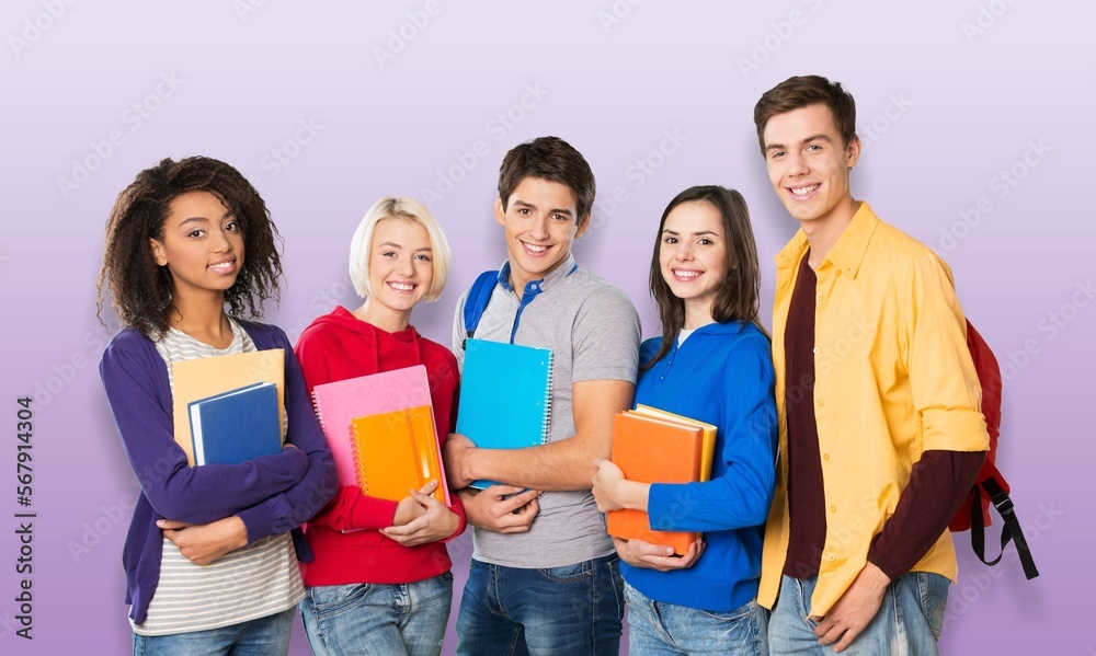 Happy group of young university students. Happy group of young university students.