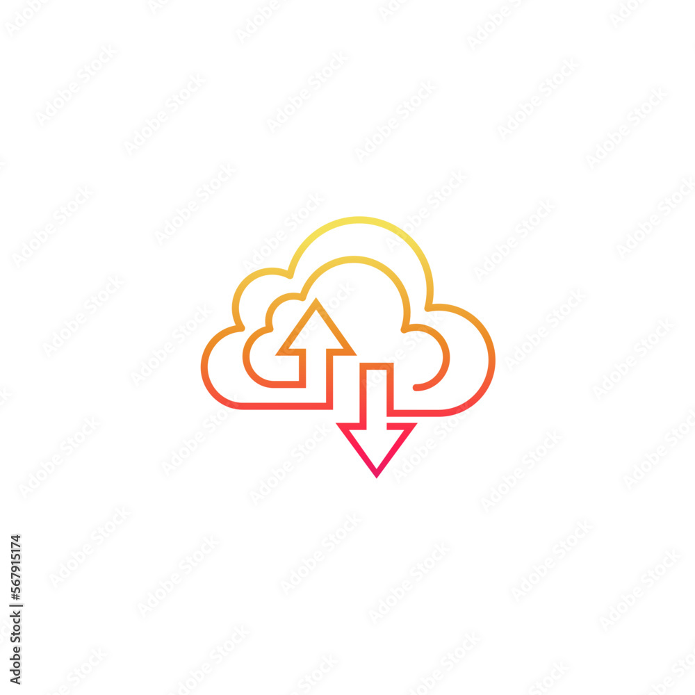 Cloud logo and arrow design combination, line style, download icons Cloud logo and arrow design combination, line style, download icons