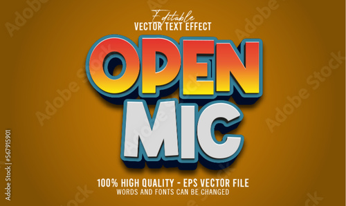 3d open mic editable vector text mockup effect template