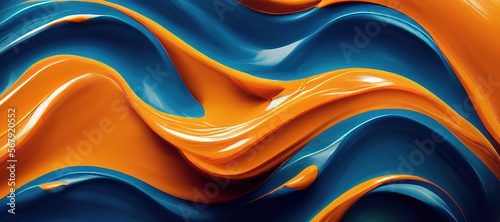orange blue colorful wave texture background with Generative AI Technology