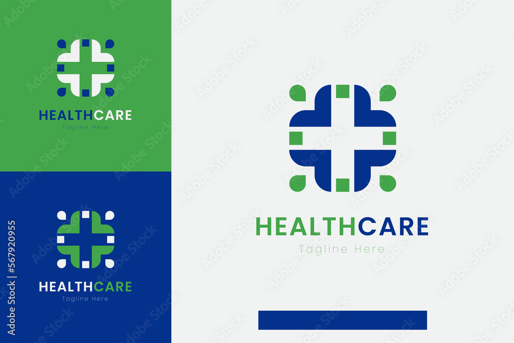 Fototapeta premium Set of medical healthcare logo vector design templates with different color styles