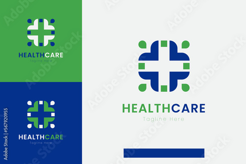 Set of medical healthcare logo vector design templates with different color styles