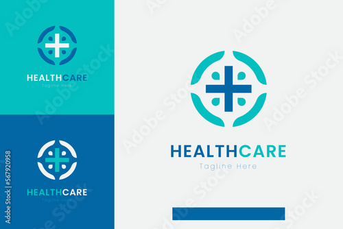 Set of medical healthcare logo vector design templates with different color styles