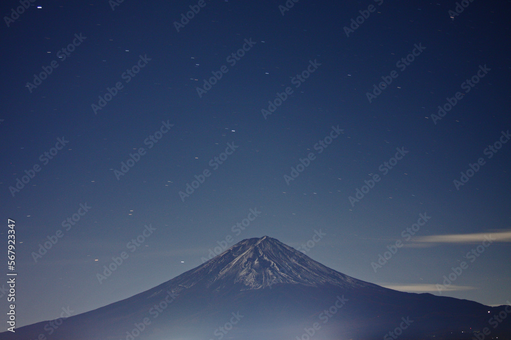 富士山と星夜写真