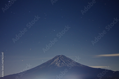 富士山と星夜写真