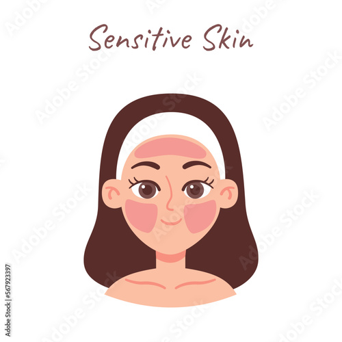 Skin Type illustration. Sensitive skin