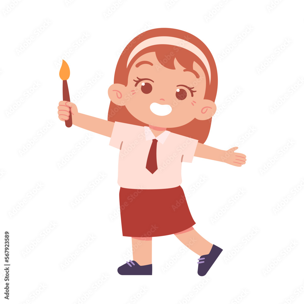 Indonesian Elementary School Girl Kids Wearing Red and White Uniform Illustration Indonesian Elementary School Girl Kids Wearing Red and White Uniform Illustration