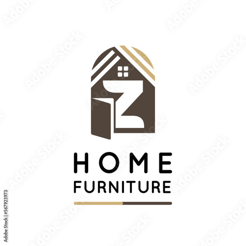 Initial Z Letter for Home Decor, Furniture, Design, Wooden Craft, Interior Logo Design Idea Template	
