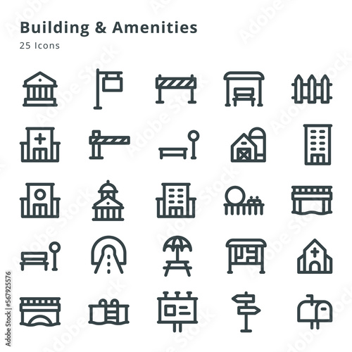 Building & amenities icon sets