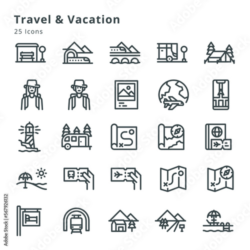 travel and vacation icons