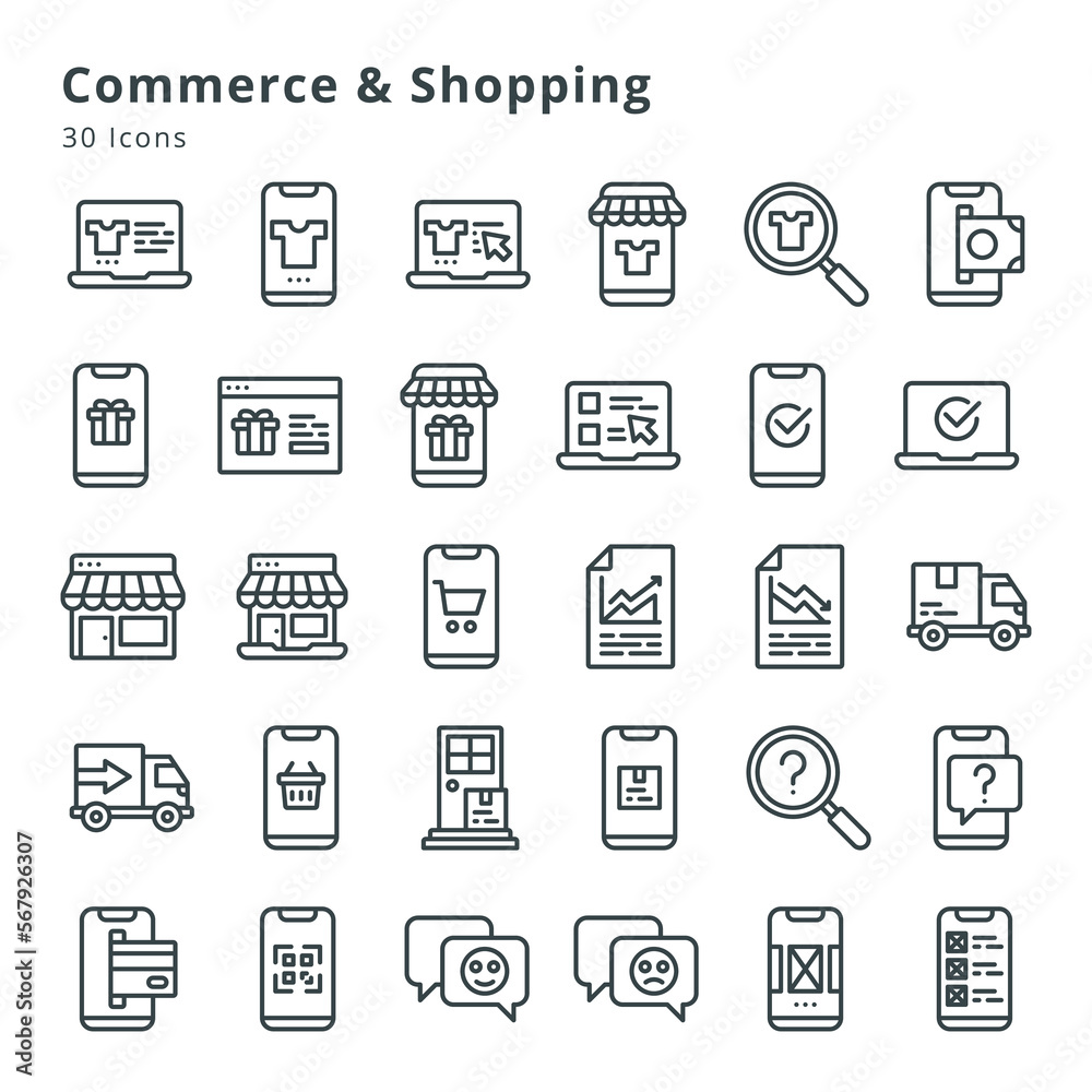 Commerce and shopping icons - obrazy, fototapety, plakaty 