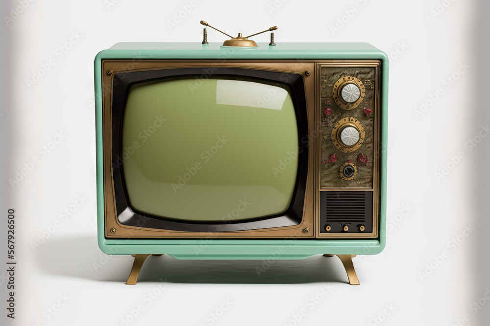 a mock up of a vintage television set on a white background. Generative AI