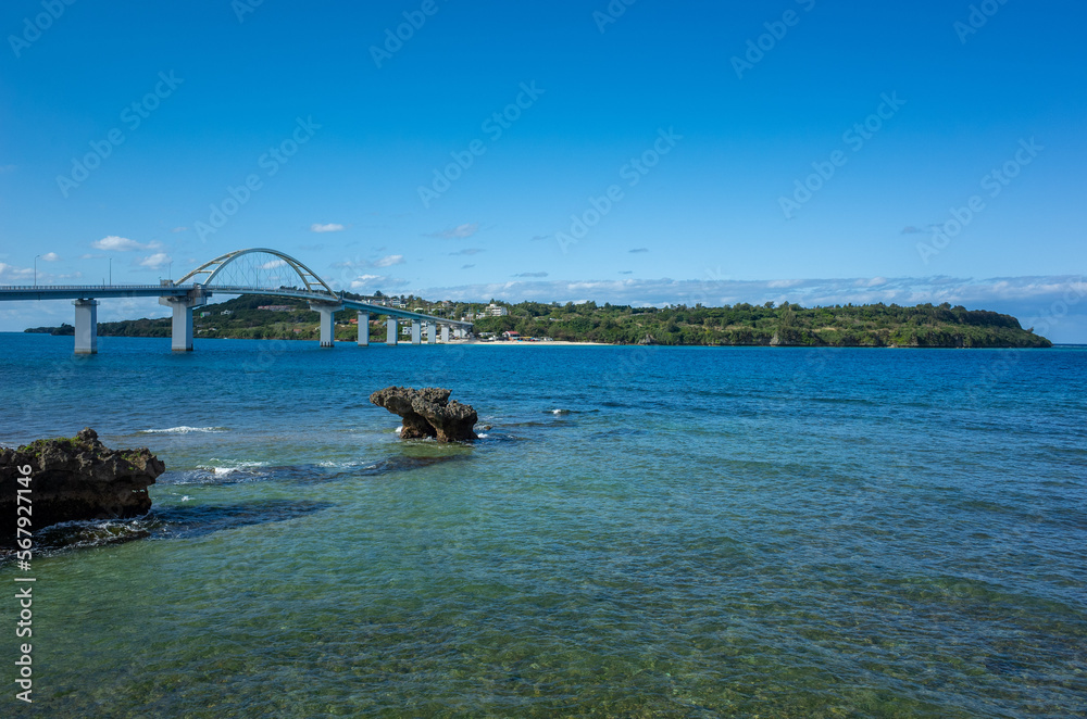 Obraz premium 沖縄県の名護市の海岸と公園