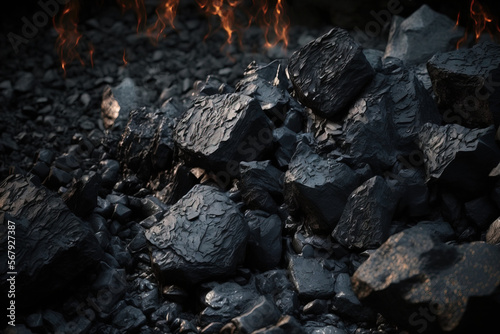 Black coals found in nature as a backdrop metallurgical coals. Generative AI