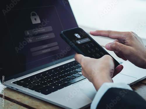 Fotografie Two steps authentication (2FA) concept