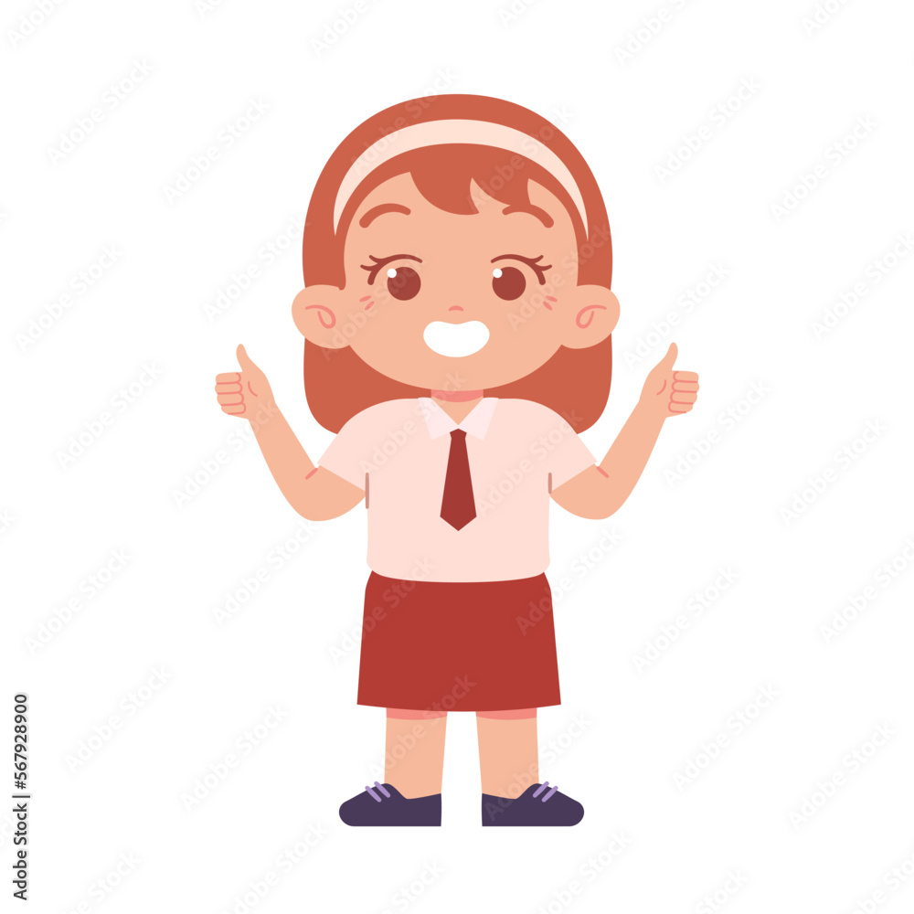 Indonesian Elementary School Girl Kids Wearing Red and White Uniform Illustration Indonesian Elementary School Girl Kids Wearing Red and White Uniform Illustration
