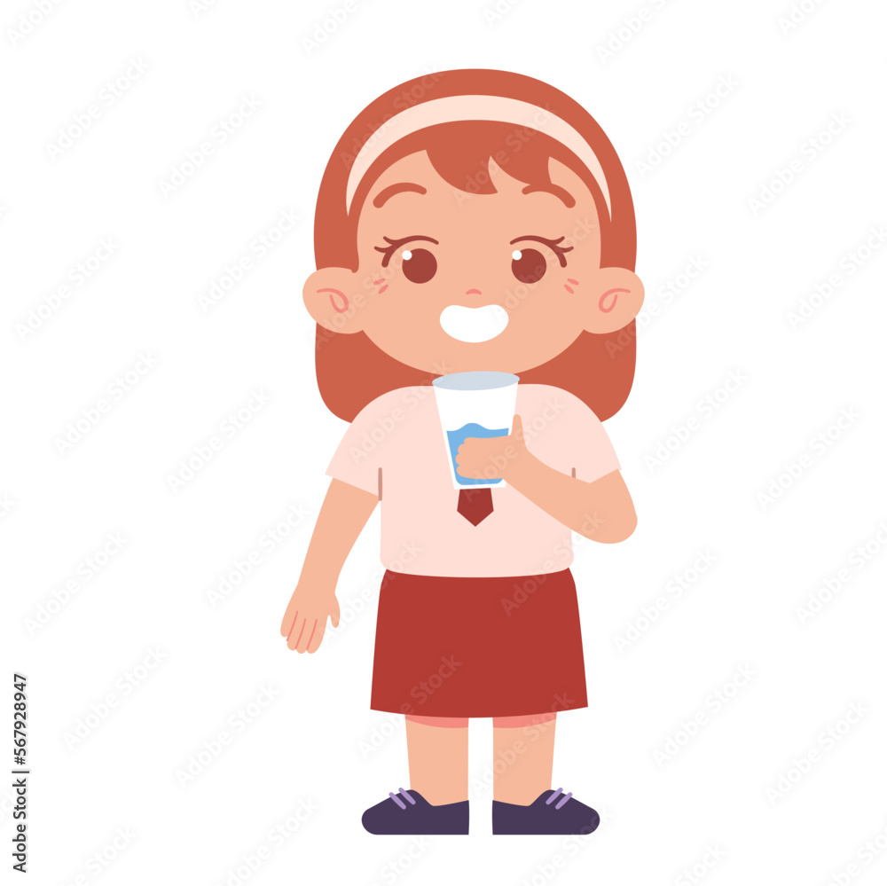 Indonesian Elementary School Girl Kids Wearing Red and White Uniform Illustration Indonesian Elementary School Girl Kids Wearing Red and White Uniform Illustration