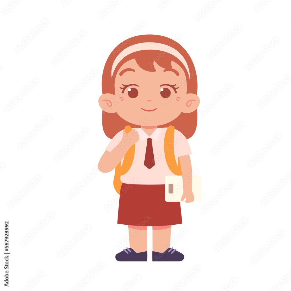 Indonesian Elementary School Girl Kids Wearing Red and White Uniform Illustration Indonesian Elementary School Girl Kids Wearing Red and White Uniform Illustration