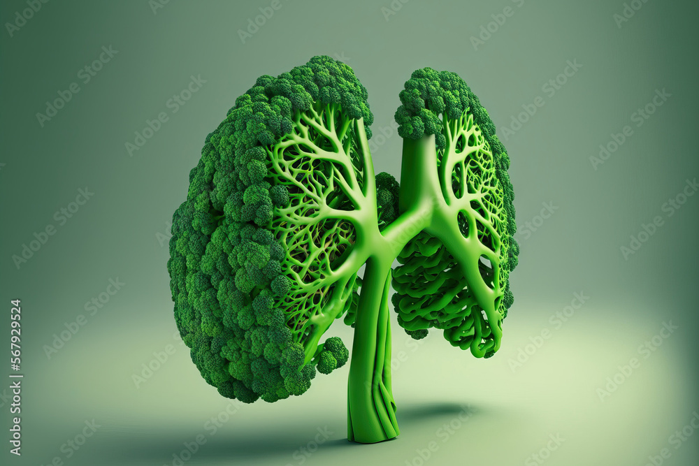 A hypothetical image of green broccoli resembling human lungs human