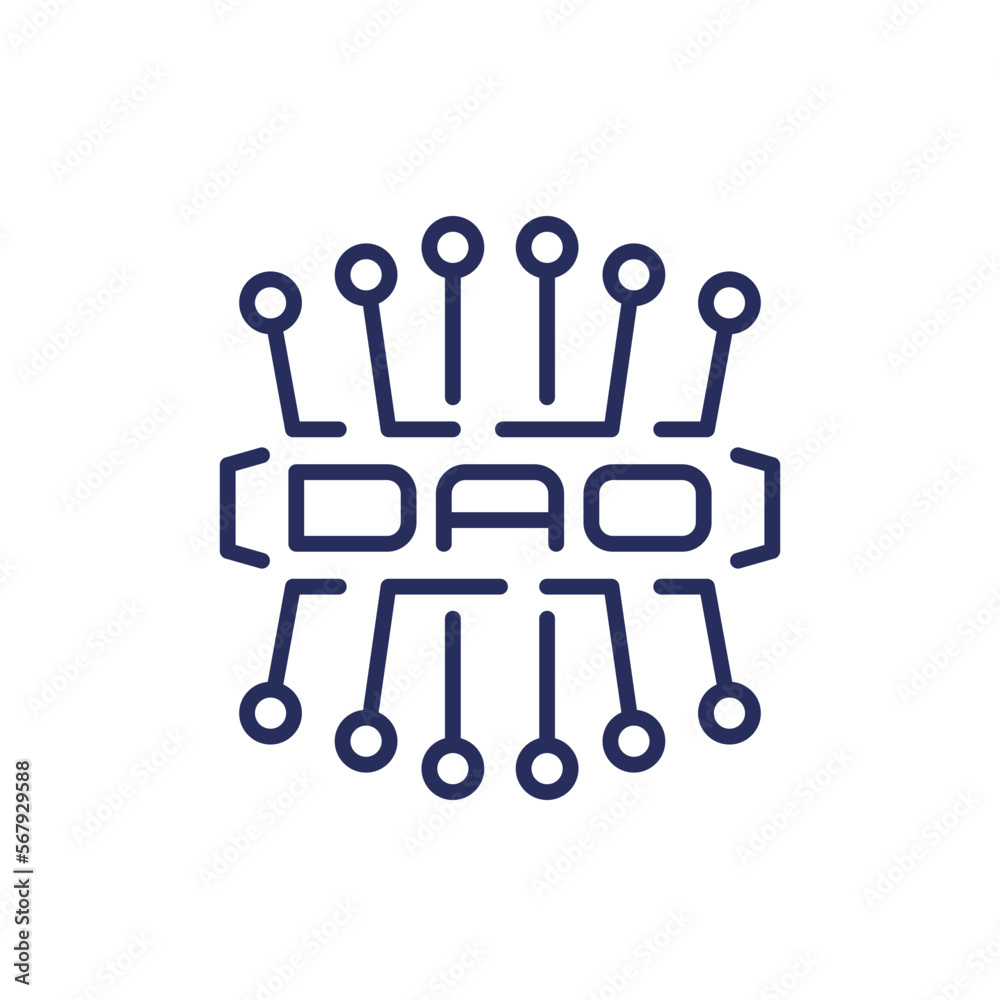 DAO line icon, Decentralized Autonomous Organisation vector