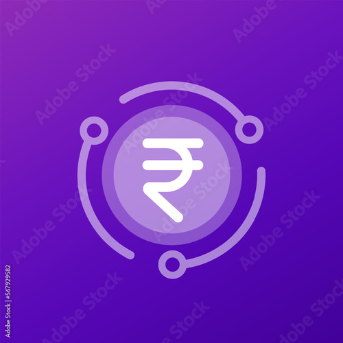 digital rupee or eINR icon, digital indian currency
