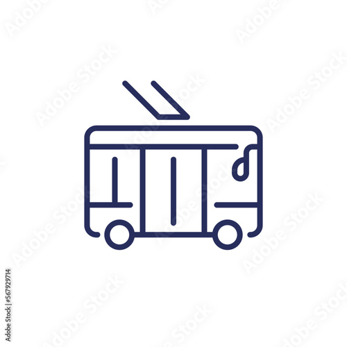trolleybus line icon on white