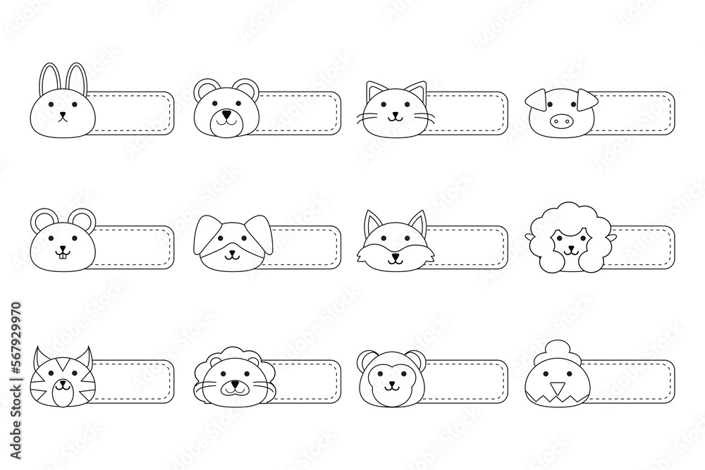 black space with line animals on the signs illustration clipart for ...