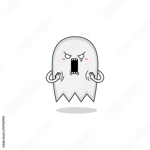 Cute ghost cartoon mascot with shocked expression